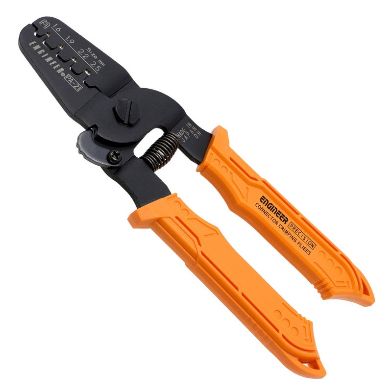ENGINEER PA-21 Universal Connector Crimping Pliers 175mm. Made in Japan. Precision Crimping Tool for Open Barrel Connectors, Long Barrel Wing Type (AWG #26 - #18 wires) - Image 1